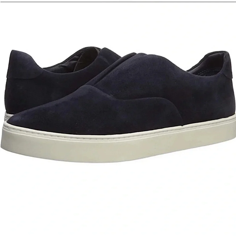Vince Black Suede Almond Toe Slip on Casual Platform Sneakers​